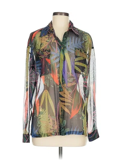 Pre-owned Mistress Rocks Los Angeles Long Sleeve Blouse In Green