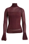 Mistress Rocks Mesh Corset Top In Dark Plum