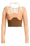 MISTRESS ROCKS MISTRESS ROCKS MESH TOP & LACE-UP CORSET SET