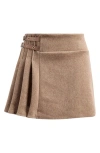 Mistress Rocks Mid Rise Pinstripe Pleated Miniskirt In Sandstone