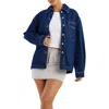 Mistress Rocks Oversize Denim Button-up Shirt In Dark Blue