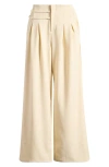 Mistress Rocks Pleat Front Wide Leg Pants In Butterscotch