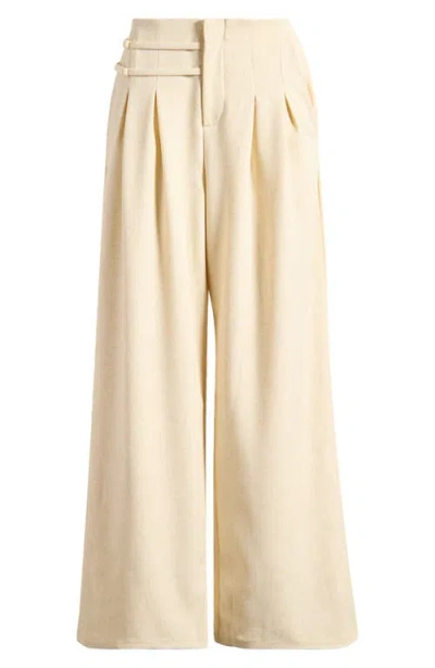 Mistress Rocks Pleat Front Wide Leg Pants In Butterscotch
