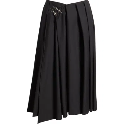 Mistress Rocks Pleated Wrap Front Midi Skirt In Black