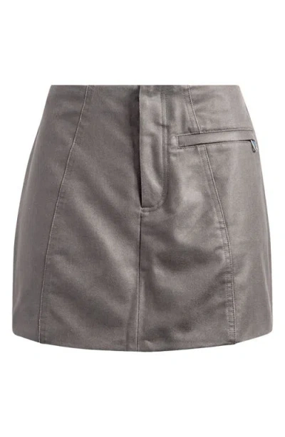 Mistress Rocks Pocket Waxed Miniskirt In Vintage Cocoa
