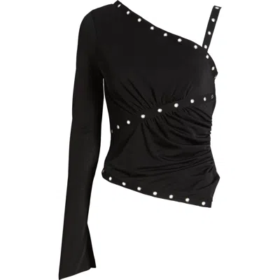 MISTRESS ROCKS MISTRESS ROCKS RIVET DETAIL CREPE JERSEY TOP