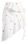 Mistress Rocks Womens Cloud Rose-embroidered Asymmetric Cotton Mini Skirt In Cloud
