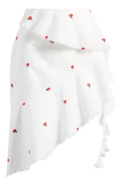 MISTRESS ROCKS MISTRESS ROCKS ROSE EMBROIDERED RUFFLE ASYMMETRIC SKIRT