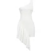 Mistress Rocks Ruffle Rib Body-con Minidress In White