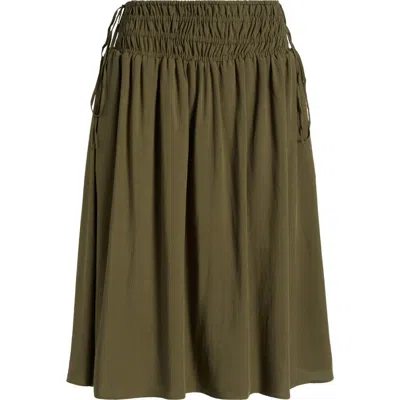 Mistress Rocks Smock Waist Skirt In Olive