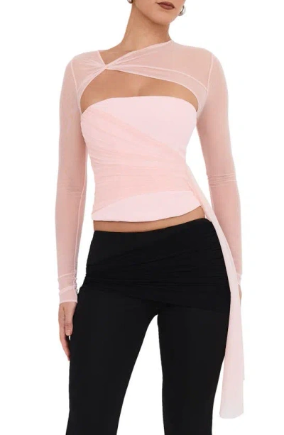 Mistress Rocks Straight Edge Cutout Mesh Corset Top In Peony