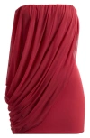 Mistress Rocks Strapless Cocktail Minidress In Pinot Noir