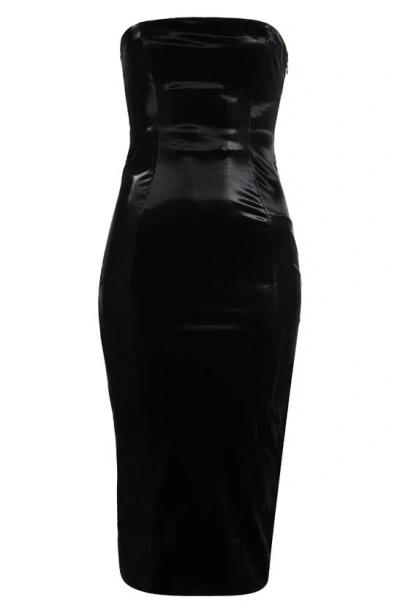 Mistress Rocks Strapless Midi Body-con Dress In Black