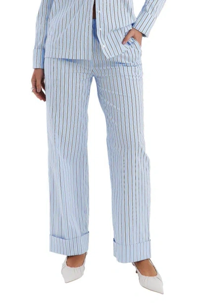 Mistress Rocks Stripe Baggy Pants In Blue