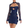 Mistress Rocks Without You Cutout Lace Long Sleeve Minidress In Navy