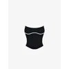 Mistress Rocks Contrast Trim Corset Top In Black