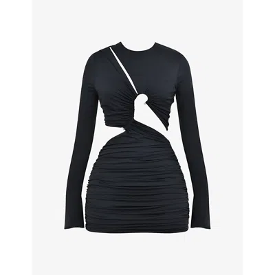 Mistress Rocks Womens Black Cut-out Slim-fit Stretch-jersey Mini Dress In Black