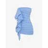 Mistress Rocks Side Drape Strapless Minidress In Blue