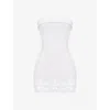 Mistress Rocks Womens Cloud Broderie-pattern Strapless Cotton Mini Dress In Cloud