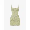 Mistress Rocks Embroidered Sheath Minidress In Green