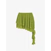 Mistress Rocks Layered Knit Miniskirt In Lime
