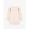 Mistress Rocks Cold Shoulder Long Sleeve Minidress In Peach