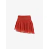 Mistress Rocks Mid Rise Tiered Miniskirt In Red Rose