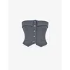 Mistress Rocks Womens Slate Strapless Stretch-woven Waistcoat Top L In Slate