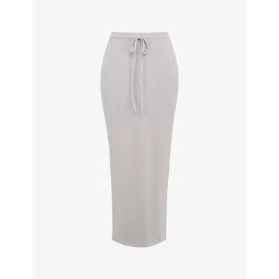 Mistress Rocks Womens Smoke Tie-waist High-rise Stretch-woven Maxi Skirt In Smoke