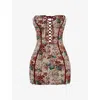 Mistress Rocks Floral Jacquard Strapless Corset Minidress In Tapestry