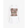 Mistress Rocks Womens Tapestry Jacquard-bodice Long-sleeve Cotton Mini Dress In Tapestry