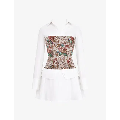 Mistress Rocks Womens Tapestry Jacquard-bodice Long-sleeve Cotton Mini Dress