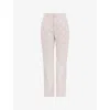 Mistress Rocks Womens Taupe Textured Floral-embellished Straight-leg Mid-rise Woven Trousers In Taupe
