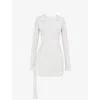 Mistress Rocks Womens White Devore Cut-out Stretch-woven Mini Dress In White