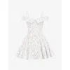 Mistress Rocks Womens White Posy Print Elida Off-the-shoulder Floral-print Woven Mini Dress L In White Posy Print