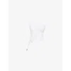 Mistress Rocks Womens White Ruffle-trim Woven Top