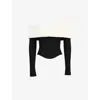 Mistress Rocks Womens Black Bandeau Faux-fur Corset Top