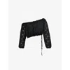 Mistress Rocks Womens Black Broderie Off-shoulder Cropped Cotton Top In Black