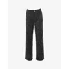 Mistress Rocks Womens Distressed Wide-leg Denim Jeans Black In Black