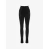 Mistress Rocks Womens Black Velvet Hermitage Flared-leg High-rise Stretch-jersey Leggings In Black Velvet