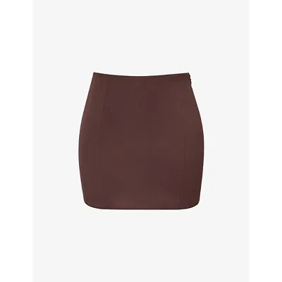 Mistress Rocks Womens High-rise Stretch-woven Body-con Mini Skirt Chocolate