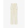 Mistress Rocks Womens Cream Straight-leg Mid-rise Vegan-leather Trousers