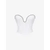 Mistress Rocks Womens  Crystal-embellished Plunge-neck Woven Corset In Ivory