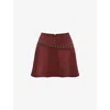 Mistress Rocks Womens Dark Cherry Zip-embellished High-rise Vegan-leather Mini Skirt In Dark Cherry