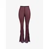 Mistress Rocks Womens Flared-leg High-rise Woven Trousers Dark Plum In Dark Plum