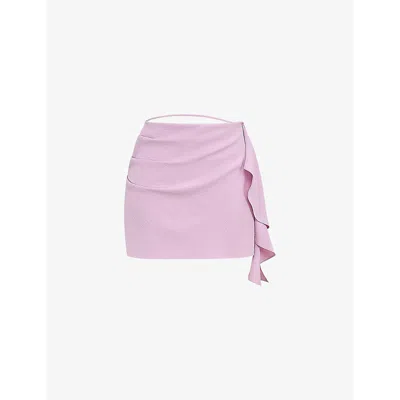 Mistress Rocks Womens Orchid Draped Frill Woven Mini Skirt