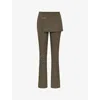 Mistress Rocks Womens Earth Skirt-panel Slim-fit High-rise Stretch-crepe Trousers In Earth