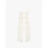 Mistress Rocks Womens White Lace Frilled Sleeveless Stretch-lace Longline Top In White Lace