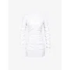 Mistress Rocks Womens Ivory Square-neck Puff-sleeve Broderie Cotton Mini Dress