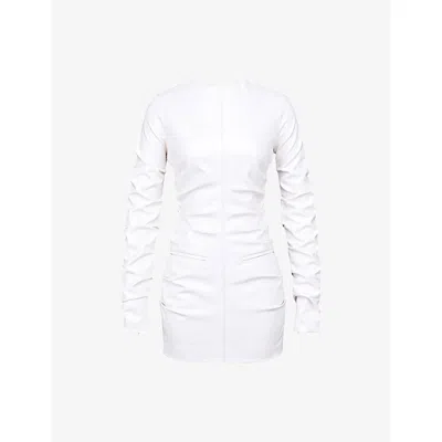 Mistress Rocks Womens Ivory Square-neck Puff-sleeve Broderie Cotton Mini Dress